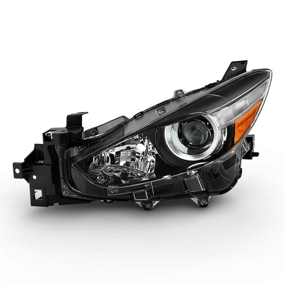 AKKON - Fits 2017 2018 Mazda 3 Sedan Hatchback Model [Halogen Type] Projector Headlight Black Headlamp Driver Left Side 17 18
