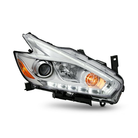 AKKON - Fits 2017-2018 Nissan Murano [LED DRL Running] Projector Chrome Headlight Passenger Right Side Replacement 17 18