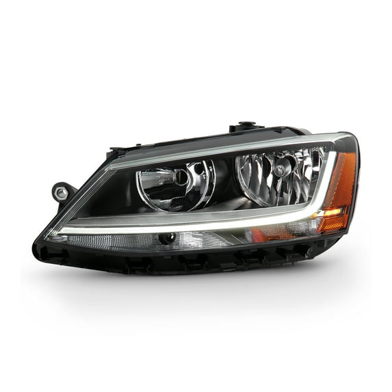AKKON - Fits 2017-2018 Volkswagen Jetta [Halogen Type] Light Tube Chrome Headlamp w/ LED DRL Model Driver Left Side Headlight