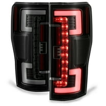 AKKON - Fits 2017-2019 Ford F250 F350 SuperDuty Full LED [Tube Bar] Black Smoked Tail Lights Brake Lamp Pair Left Right Set