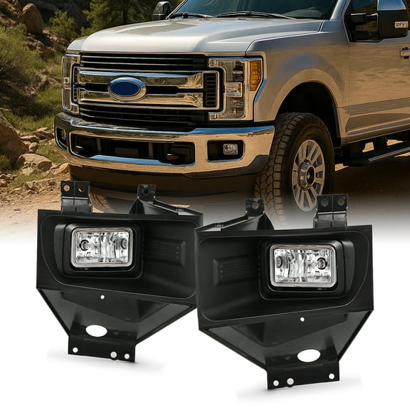 AKKON - Fits 2017-2019 Ford F250 F350 SuperDuty Halogen Fog Lights Driving Lamp Pair w/Wiring Harness Switch Accessories