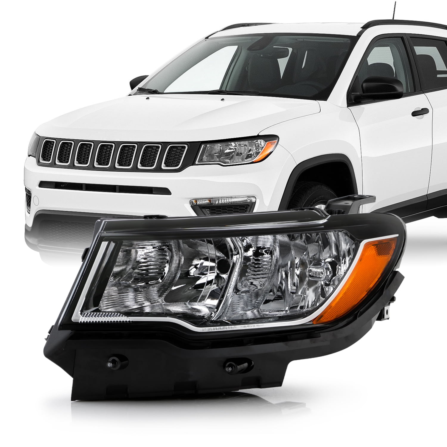 AKKON Fits 20172021 Jeep Compass Halogen OE Style Headlights