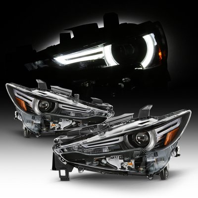 AKKON - Fits 2017-2021 Mazda CX-5 Full LED Tube w/ AFS Projector Headlight Pair Driver Left+Passenger Right