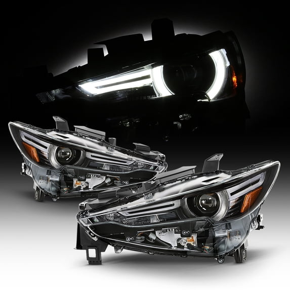 AKKON - Fits 2017-2021 Mazda CX-5 Full LED Tube w/ AFS Projector Headlight Pair Driver Left+Passenger Right