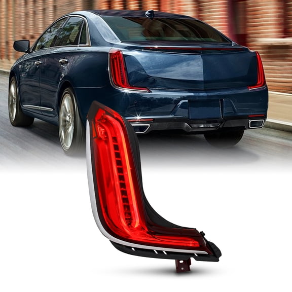AKKON - Fits 2018 2019 2020 Cadillac XTS Full LED Running Turn Signal Chrome Red Tail Light Driver Left Side Replacement