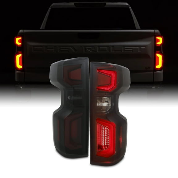 AKKON - Fits 2019 2020 2021 2022 Chevy Silverado 1500 [Incandescent Type] LED Black Smoked Tail Lights Brake Lamp Pair Driver+Passenger