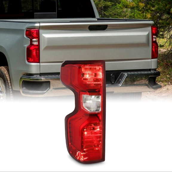 AKKON - Fits 2019-2021 Chevy Silverado 1500 2500HD 3500HD [Halogen Type] Chrome Red Tail Light Driver Left Side Replacement