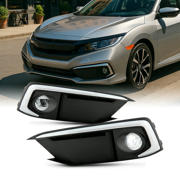 AKKON - Fits 2019-2021 Honda Civic Coupe | Sedan LED Bumper Fog Lights Driving Lamp Pair Left+Right w/ Switch Wiring Harness