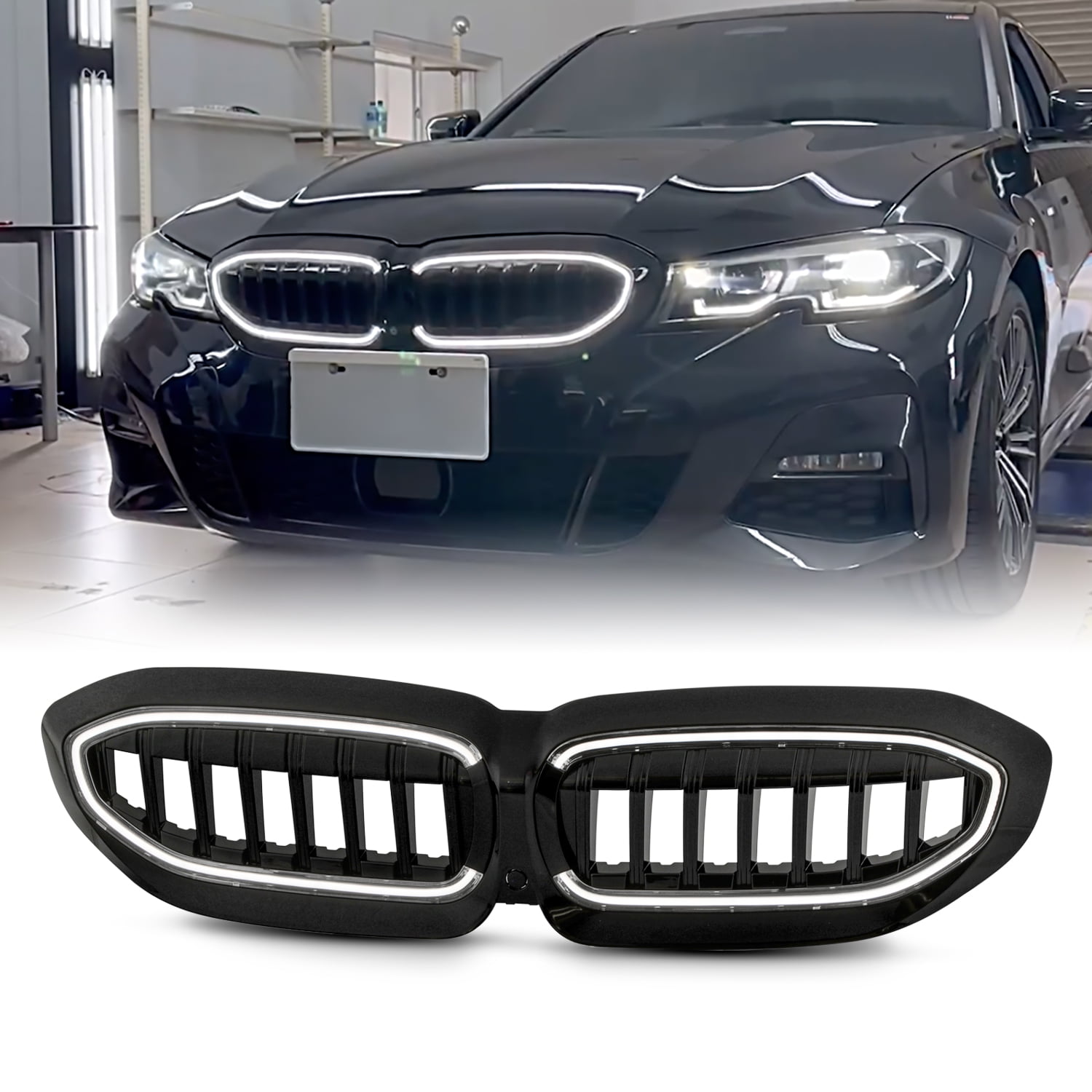 AKKON - Fits 2019-2022 BMW 3 Series G20 320i 330i Black Grille Front ...