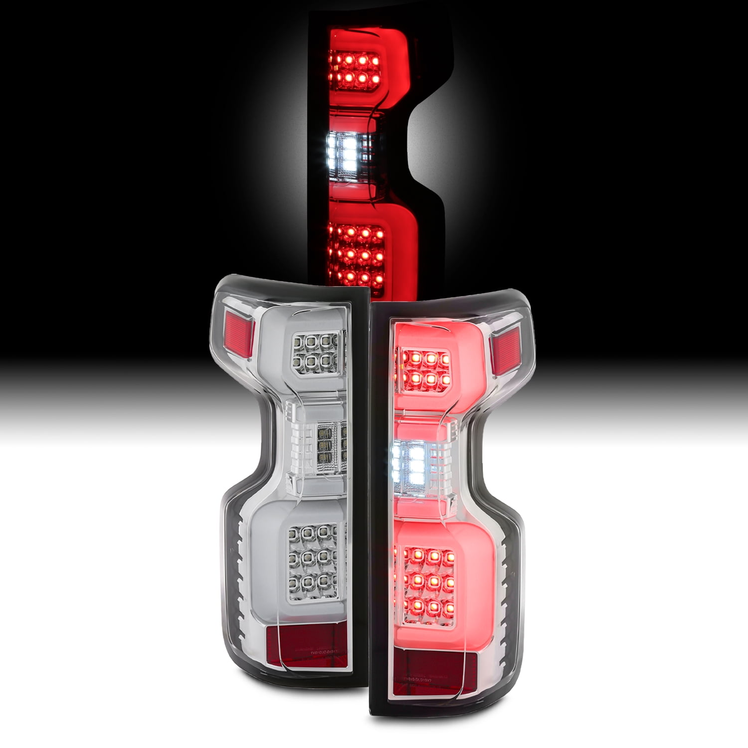 AKKON - Fits 2019-2022 Chevy Silverado 1500 | 2021 2500HD/3500HD New [Halogen Type] Chrome Tail Light Brake Lamp Pair Left+Right