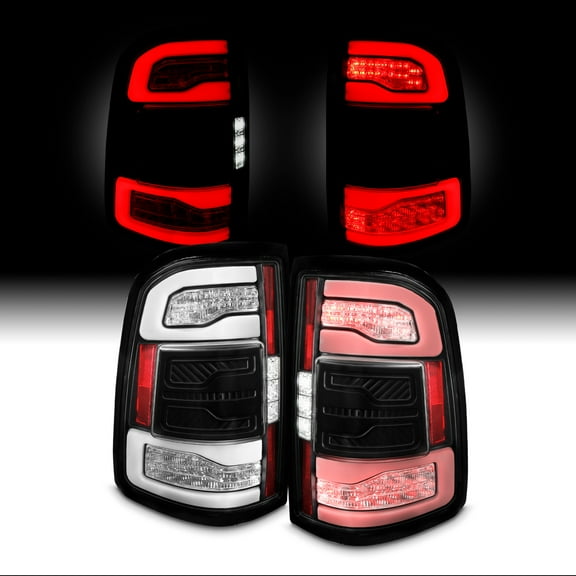 AKKON - Fits 2019-2023 Dodge Ram 1500 LED DRL Running Reverse Tube Sequential Signal Black Tail Lights Brake Lamps