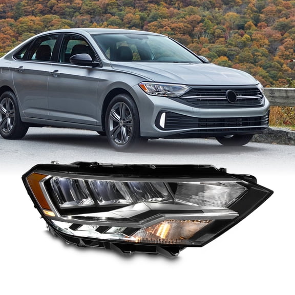 AKKON - Fits 2019-2023 VW Jetta S / Sport / SE [LED Low/High Beam] Projector Headlight Passenger Right Side Replacement