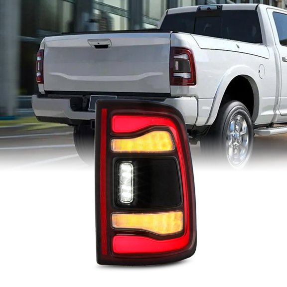 AKKON - Fits 2019-2024 Ram 2500 3500 LED SwitchBack Turn Signal Black Bezel Tail Light Passenger w/Blind Spot Detection