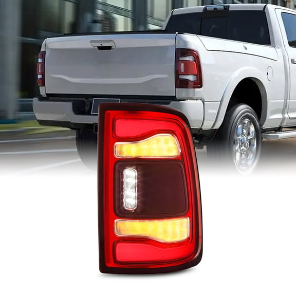 AKKON - Fits 2019-2024 Ram 2500 3500 LED SwitchBack Turn Signal Red Bezel Tail Light Passenger w/Blind Spot Detection