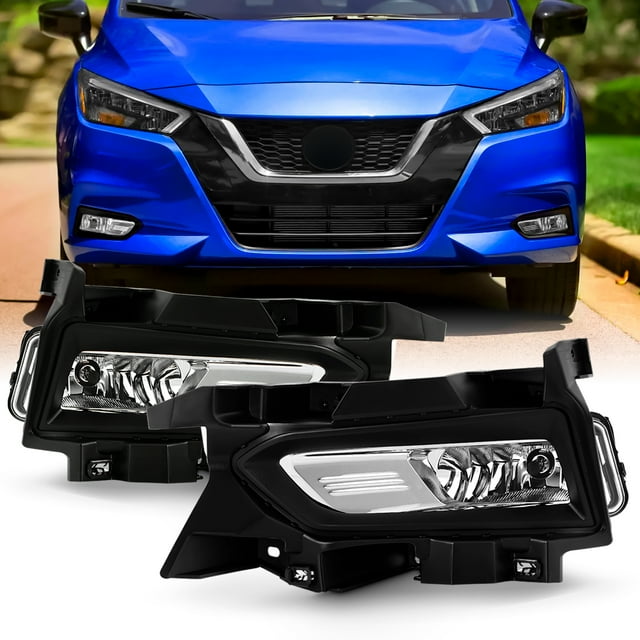AKKON - Fits 2020-2022 Nissan Versa Halogen Type Chrome Fog Lights Pair
