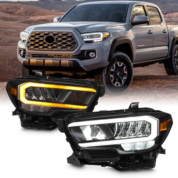 AKKON - Fits 2020-2023 Toyota Tacoma TRD/Pro/Limited [Full LED] Sequential SwitchBack Turn Signal Headlights Chrome Pair
