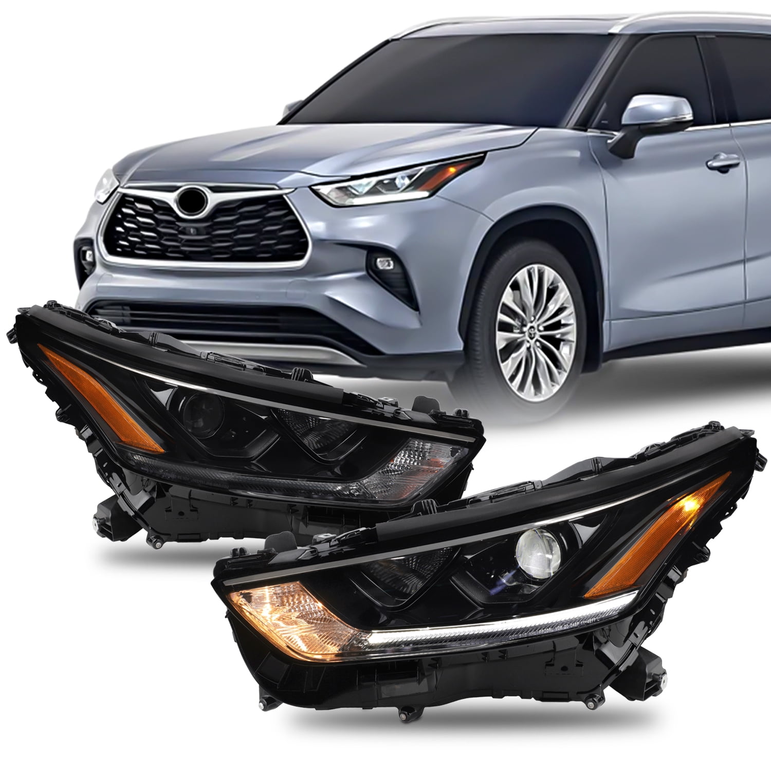 AKKON - Fits 2020-2023 Toyota Highlander XSE Projector Black Headlights ...