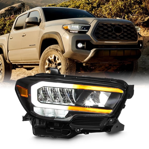 AKKON - Fits 2020-2023 Toyota Tacoma TRD/Pro [Full LED] Sequential SwitchBack Signal DRL Black HeadLight Passenger Right