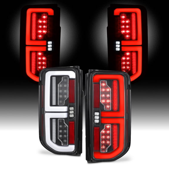 AKKON - Fits 2021-2024 Ford Bronco [FULL LED] DRL C-Tube Running Reversel Singal Brake Lamp Black Tail Lights Pair