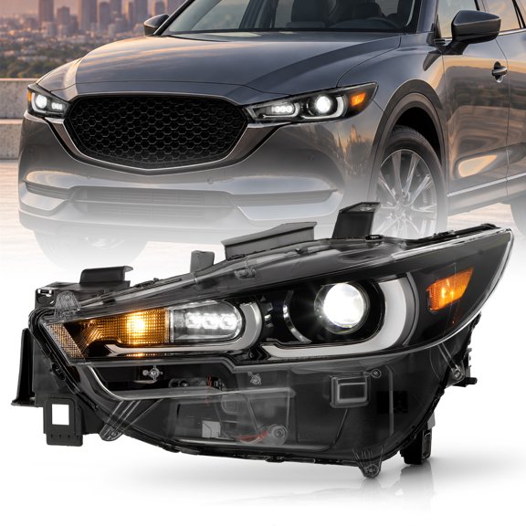 AKKON - Fits 2022-2025 Mazda CX-5 Projector Black Headlight Driver Left Side w/Full LED DRL Running Turn Signal Non-AFS