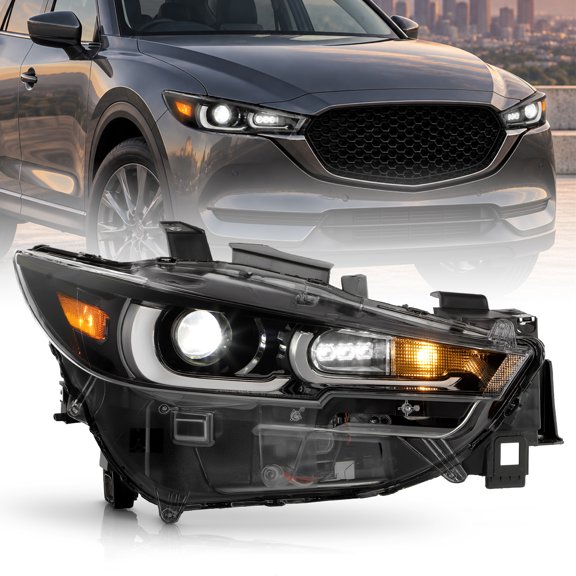 AKKON - Fits 2022-2025 Mazda CX-5 Projector Black Headlight Passenger Right w/Full LED DRL Running Turn Signal Non-AFS