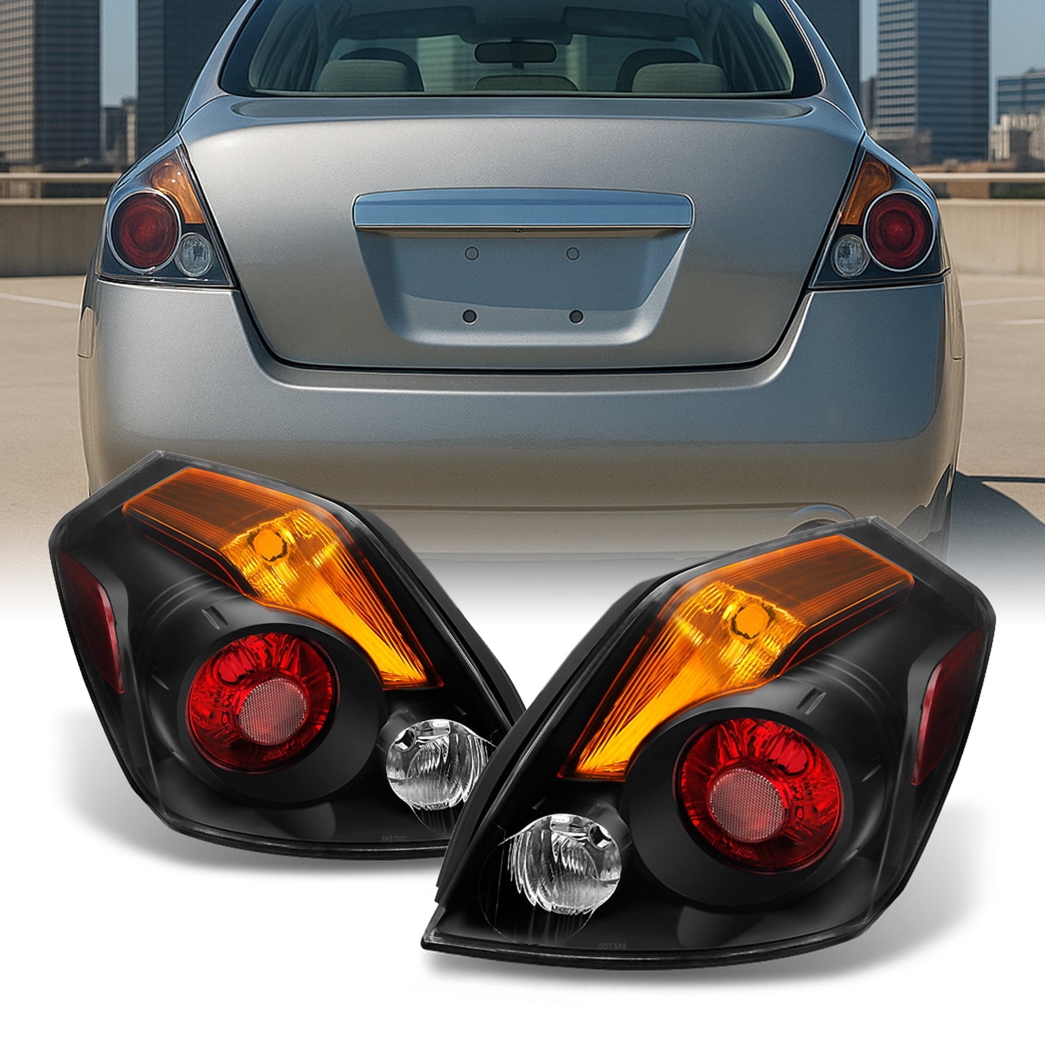 AKKON - Fits Altima 4 Door Sedan Black Tail Lights Brake Lamps Driver Left + Passenger Right Side Replacement