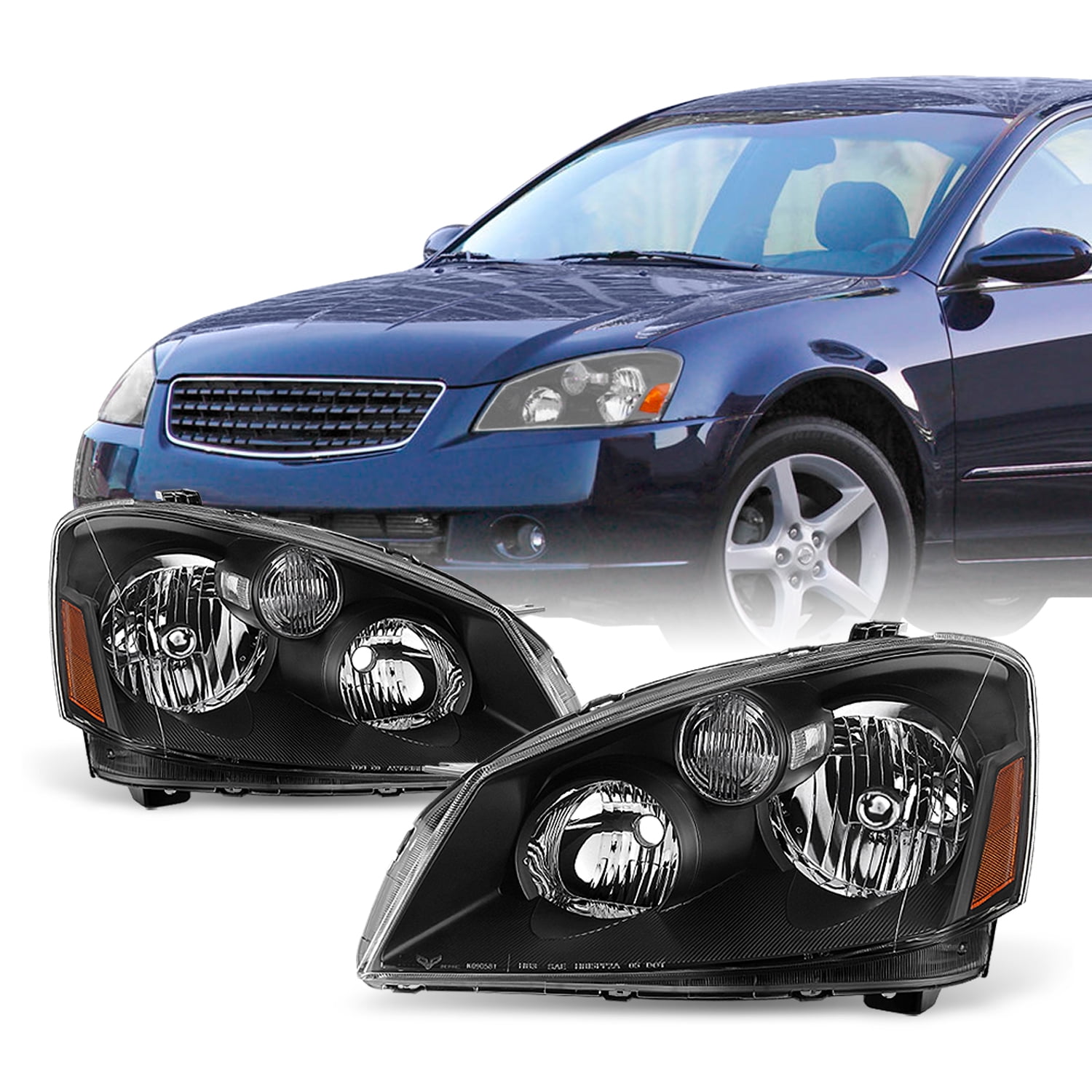 AKKON Fits Altima Halogen Type Euro Black Headlights Front Head Lamps