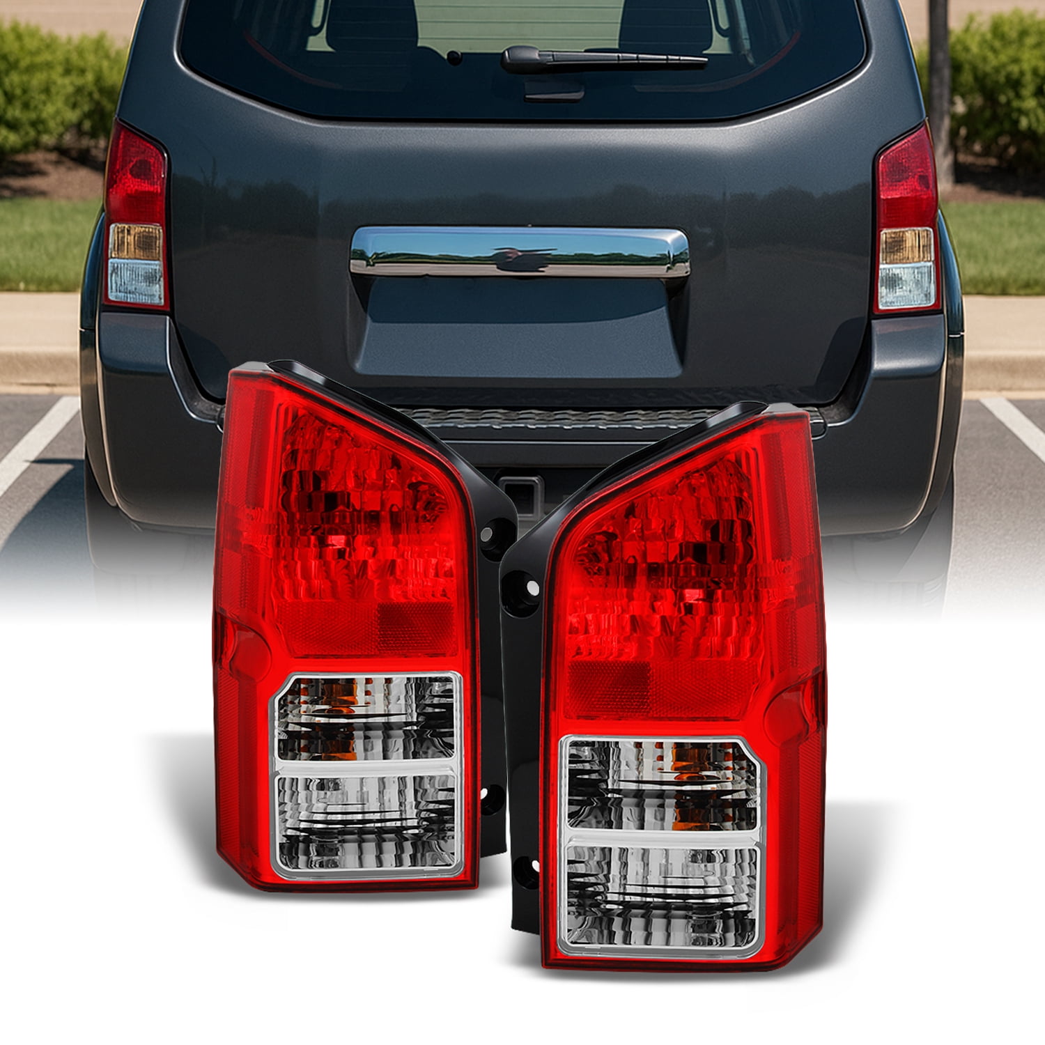 AKKON - Fits Pathfinder SUV Red Clear Tail Lights Brake Lights Driver Left + Passenger Right Replacement