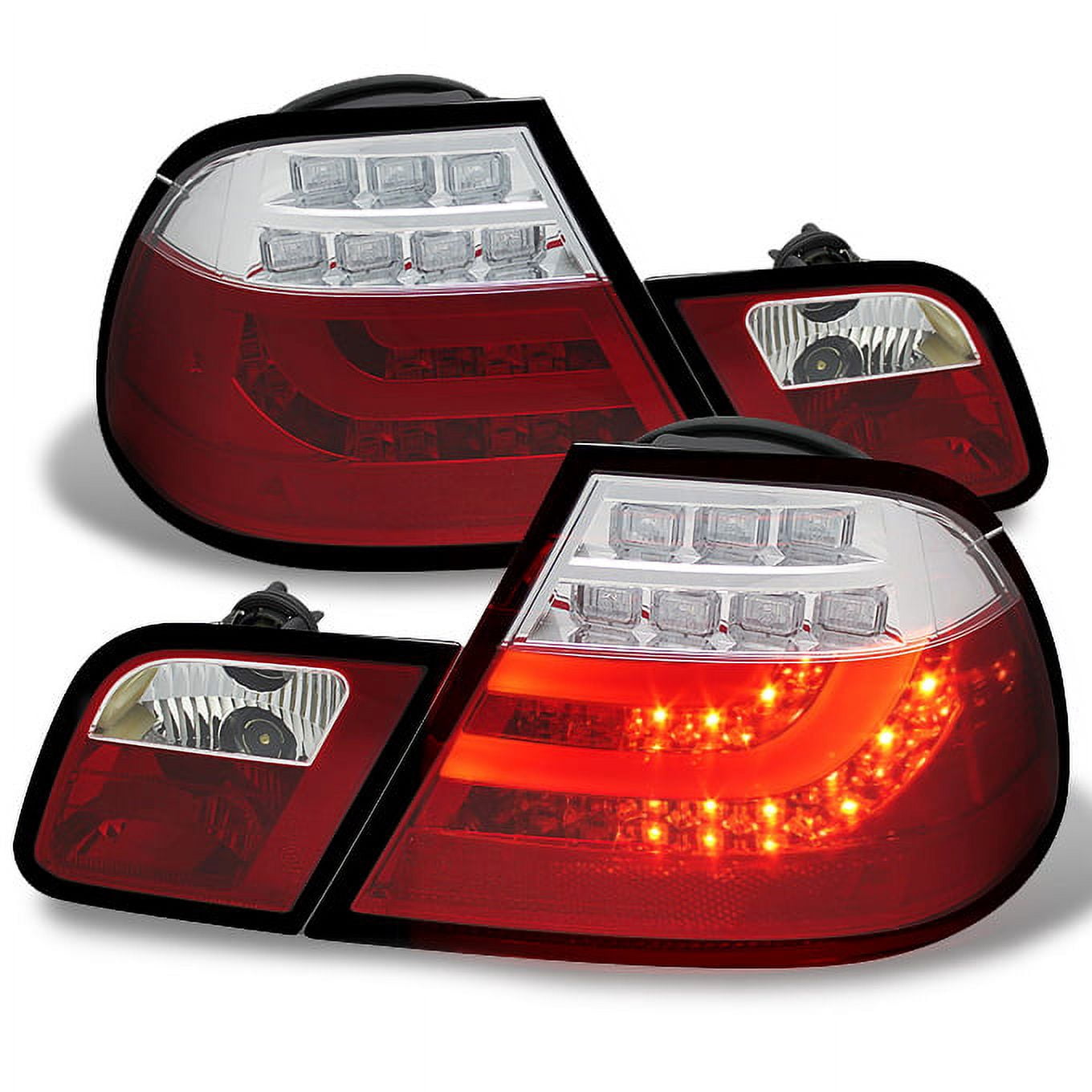 AKKON - For 00-03 BMW E46 3-Series 2 Doors Coupe Red Clear Light Tube ...