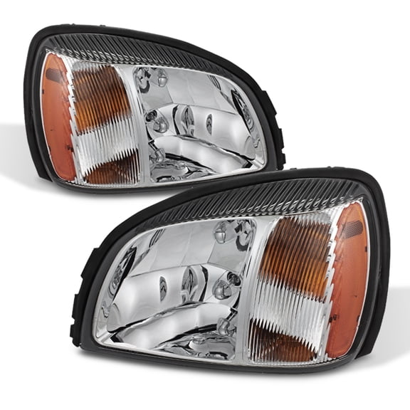 AKKON - For 00-05 Cadillac Deville Chrome Clear Headlights Front Lamps Direct Replacement Pair Left + Right
