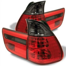 AKKON - For 00-06 BMW E53 X5 SUV Red Smoked Rear Tail Light Brake Lamps 4pcs Replacement Pair Left + Right