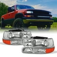 thumbnail image 1 of AKKON - For 00-06 Chevy Suburban | 99-02 Silverado | Tahoe Clear Headlights With Corner Bumper Lights Replacement Pair Set, 1 of 7