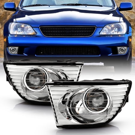 AKKON - For 01-05 Lexus IS300 XE10 Altezza Chrome Clear Bumper Driving Projector Fog Light Driver + Passenger Side