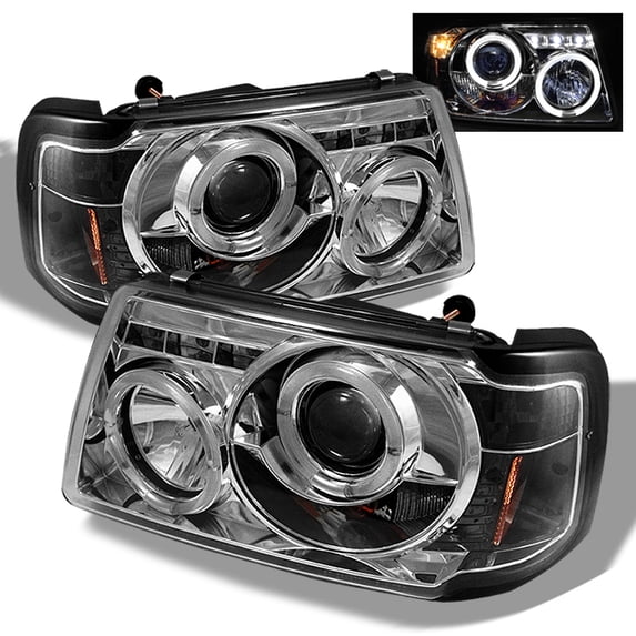 AKKON - For 01-12 Ford Ranger Pickup 2 in 1 Chorme Clear Dual LED Ring Projector Headlights w/ Corner Signal Lamps