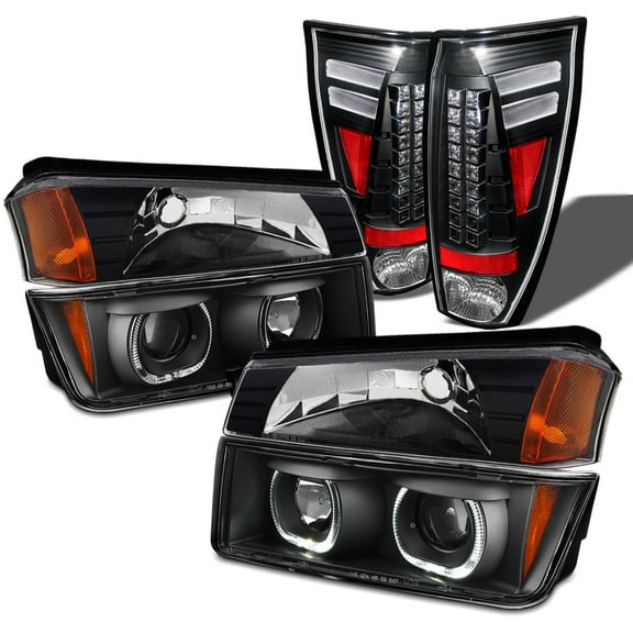 AKKON - For 02-06 Avalanche Cladding Model LED Projector Headlight & Bumper Lens + LED Taillights - Black