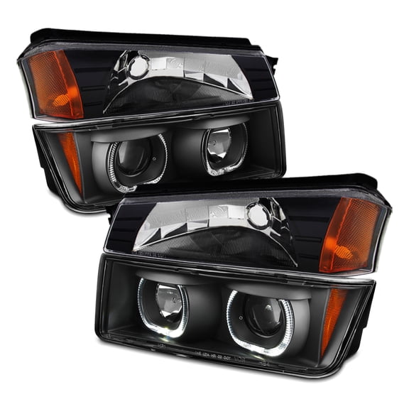 AKKON - For 02-06 Chevy Avalanche 4 PCS Set | Dual LED Projector Headlights + Cladding Bumper Corner Lights