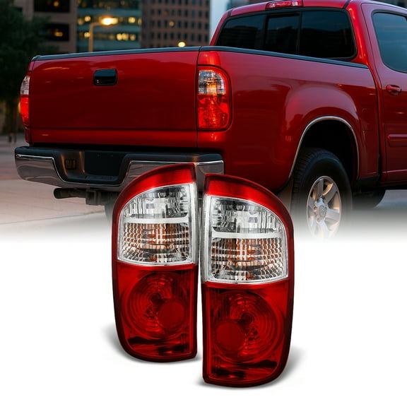 AKKON - For 04-06 Toyota Tundra 4 Door Double Cab Pickup Truck Red Clear Tail Lights Replacement Left + Right Pair Set