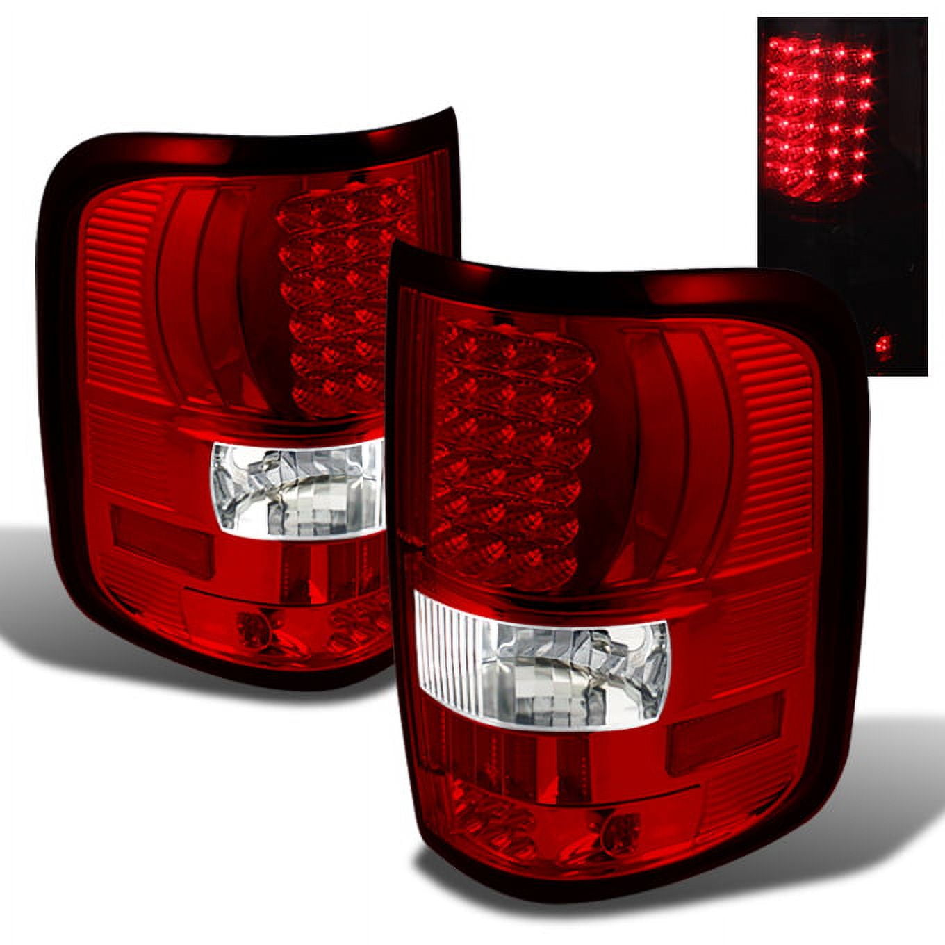 AKKON - For 04-08 Ford F150 F-150 Pickup Truck Styleside Model Red Clear LED Tail Lights Brake Lamps Replacement