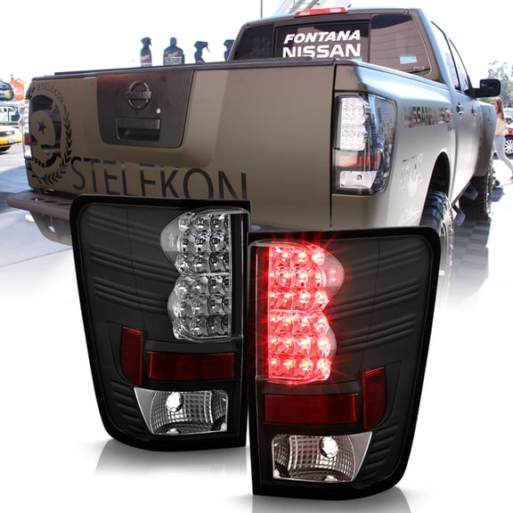 AKKON - For 04-12 Titan A60 Pickup Truck Rear Black Bezel LED Tail Lights Brake Lamps Replacement