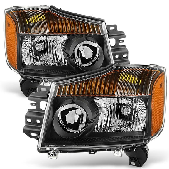 AKKON - For 04-15 Titan Pickup Truck 05-07 Armada Black Headlights Front Lamps Direct Replacement Left + Right