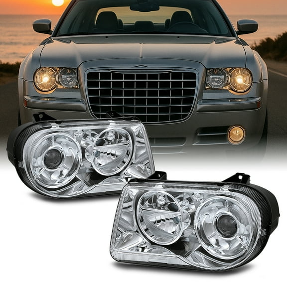AKKON - For 05-10 Chrysler 300C Replacement Projector Headlights 4805863Ah 4805862Ah LH RH Left side +Right side