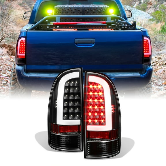AKKON - For 05-15 Toyota Tacoma Pickup Black Bezel C-Shape LED Tube Tail Brake Light Lamp Assembly