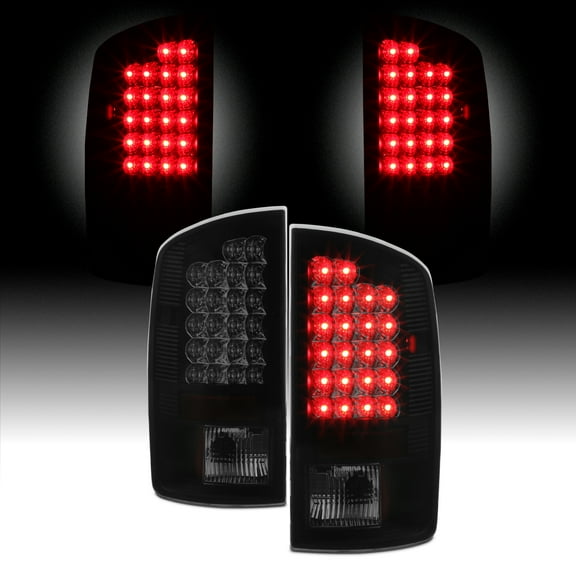 AKKON - For 07-08 Ram 1500 07-09 Ram 2500 3500 Pickup Black Smoke LED Tail Lights Brake Lamps Replacement