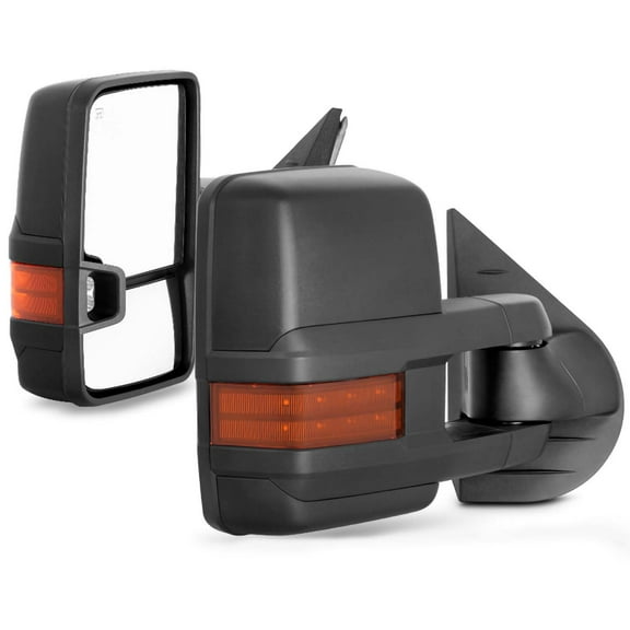 AKKON - For 07-13 Chevy Silverado Amber Extendable Towing Power Heated Function Side Mirrors Left + Right Pair