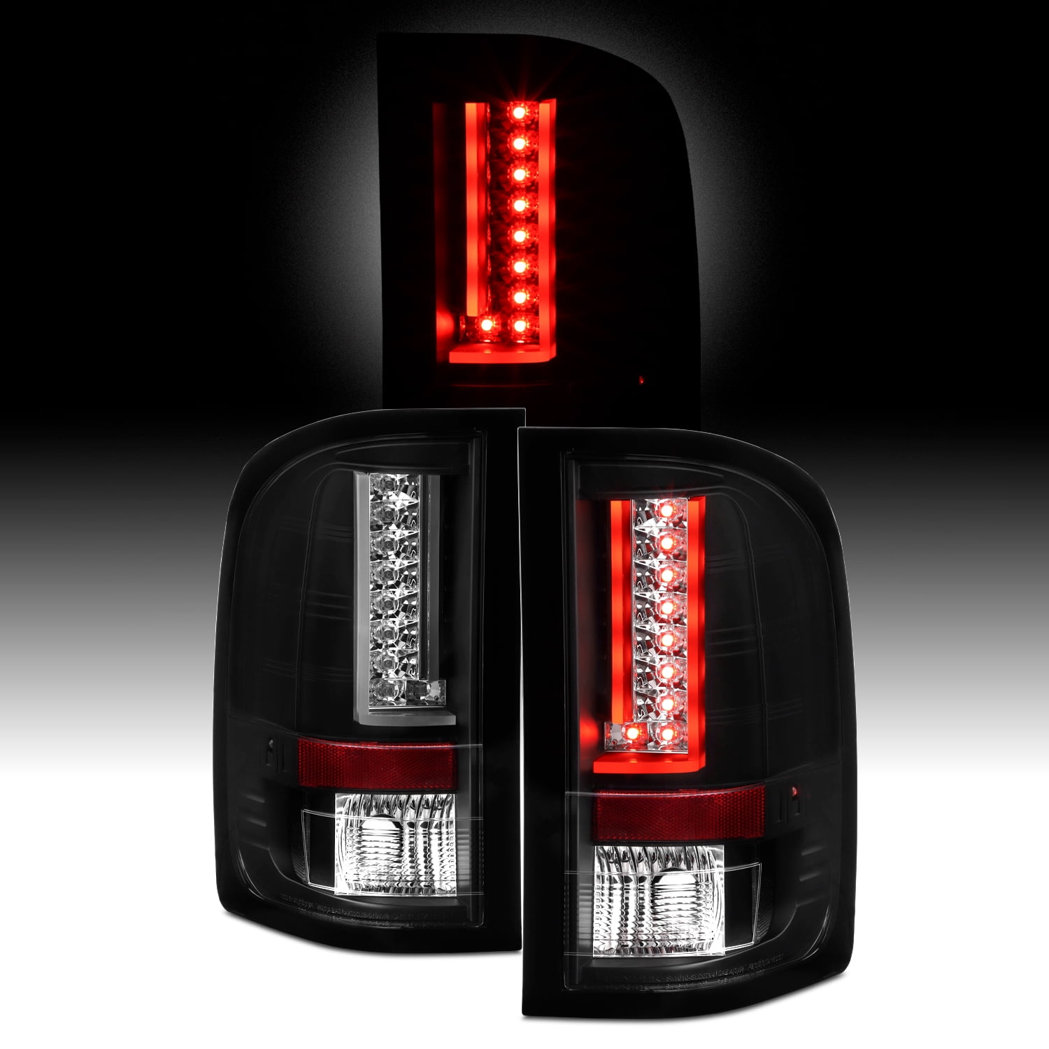 AKKON - For 07-13 Silverado 1500 07-14 Silverado 2500 3500 Pickup Black Rear V2 LED Tail Lights Brake Lamps Pair