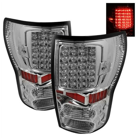 AKKON - For 07-13 Toyota Tundra Pickup Truck Chrome Clear Rear LED Tail Lights Brake Lamps Replacement Pair