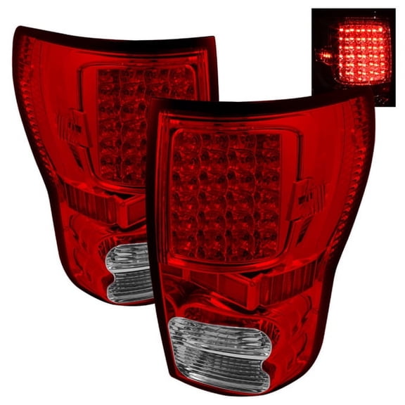 AKKON - For 07-13 Toyota Tundra Pickup Truck Red Clear Rear LED Tail Lights Brake Lamps Replacement Pair