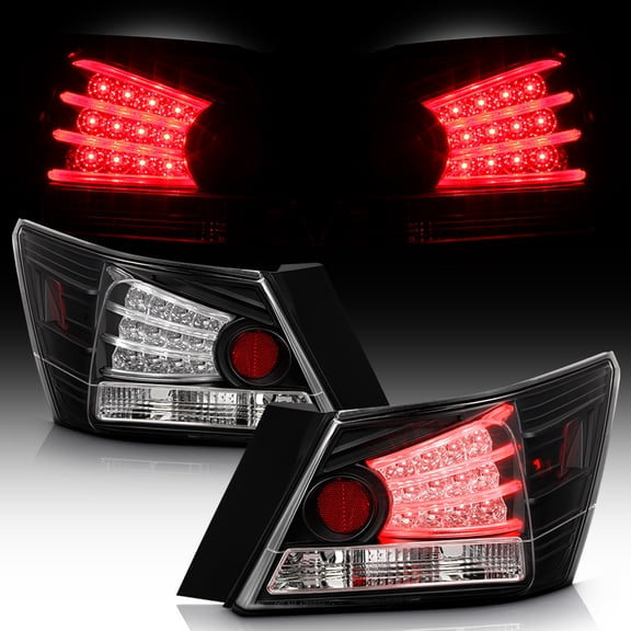 AKKON - For 08-12 Honda Accord 4 Doors Sedan Model Black Bezel LED Angel Wing Design LED Tail Lights Brake Lamps