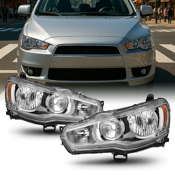 AKKON - For 08-17 Mitsubishi Lancer 08-12 Lancer Evolution Halogen Type Headlights Front Lamps Replacement Pair