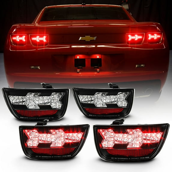 AKKON - For 10-13 Chevy Camaro Black Rear Full LED Tail Lights Brake Lamps Replacement Pair 4pcs Left + Right